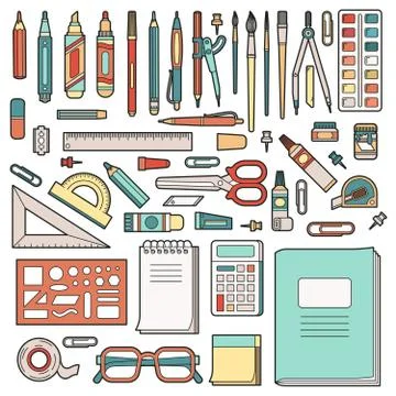School stationery 스톡 일러스트