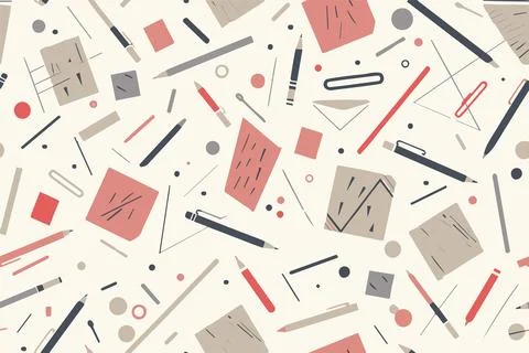 School stationery items seamless pattern. Back to school print wallpaper Stock Illustration