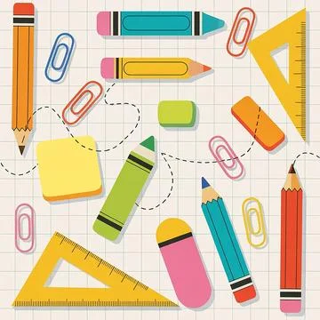 School stationery set Stock Illustration