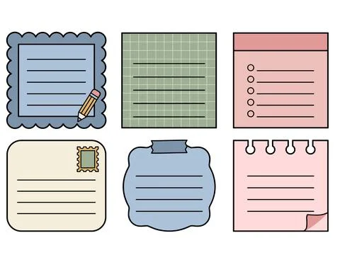 School Stationery Sticky Note Bundle Stock Illustration