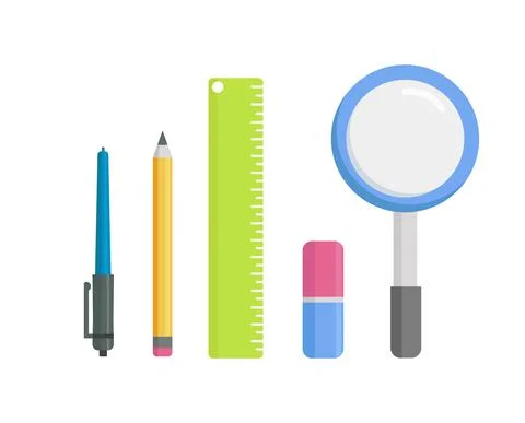 School stationery for study on a white background - Vector Stock Illustration