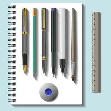 School stationery template set. Stock Illustration