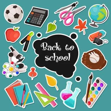 School stickers collection Stock Illustration