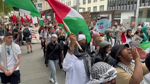 ‘School Strike 4 Palestine Again!’ rally and march in Sydney, Australia Stock-Footage 257765104