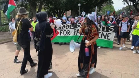 ‘School Strike 4 Palestine Again!’ rally and march in Sydney, Australia Stock-Footage 257765108