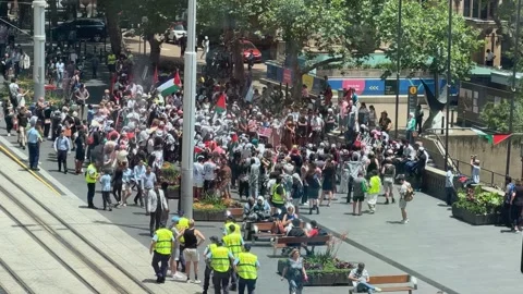 ‘School Strike 4 Palestine Again!’ rally and march in Sydney, Australia Stock-Footage 257765599