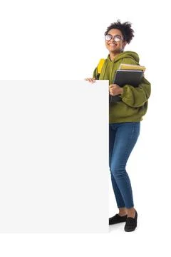 School student with banner Stock Photos