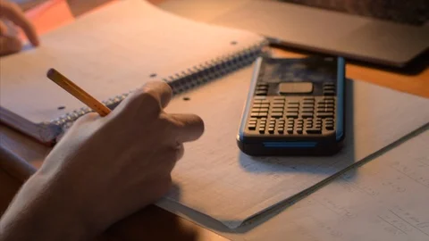 School student doing homework Video stock 129966174