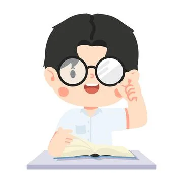 School Student Reading at Desk Stock Illustration