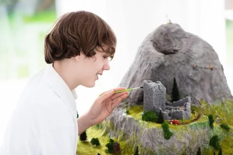 School student working on model building project Fotos de archivo