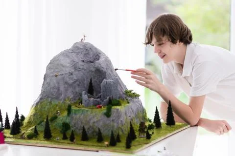School student working on model building project Fotos de archivo