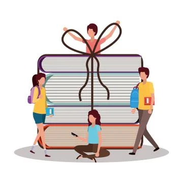 School students with books vector design Illustrazione stock