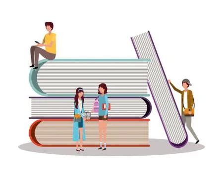 School students with books vector design Stock Illustration