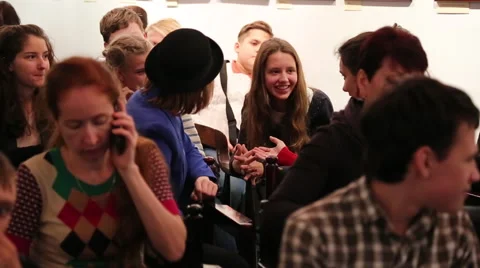 School students briskly communicate on conference Stock Footage 44639737