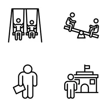 School Students Pictograms Stock Illustration