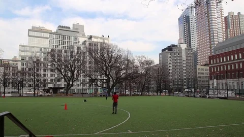 School students play baseball in the yard Video stock 82513625