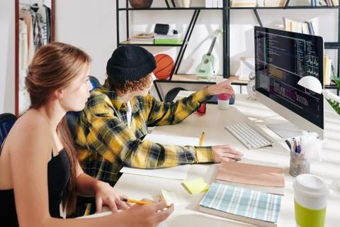 School students programming 库存照片