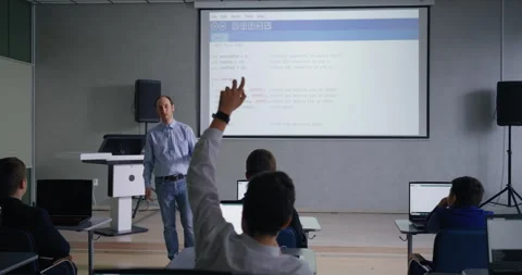 School Students Studying Innovation Technology, Artificial Intelligence And Web Stock Footage 283297528