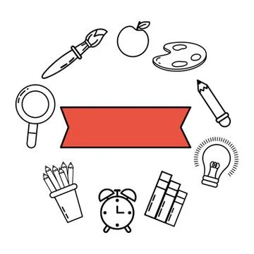 School study element cartoon 스톡 일러스트