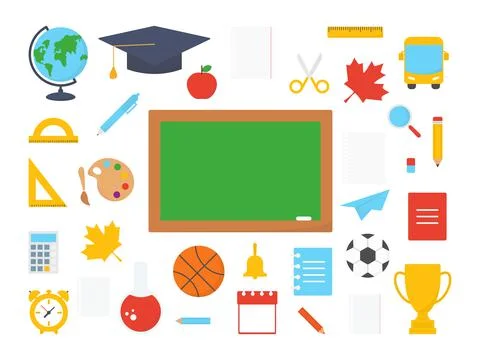 School stuff collection. Back to school. Education elements set. Stock Illustration