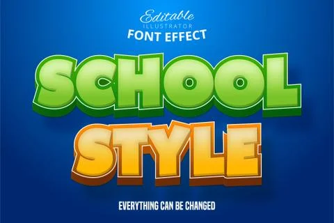 School style text, 3d editable font effect Stock Illustration