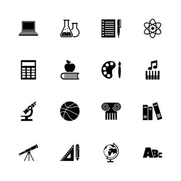 School Subject - Flat Vector Icons Illustrazione stock