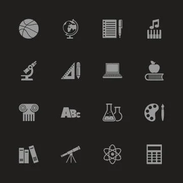 School Subject - Flat Vector Icons Stock Illustration