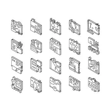 School Subjects Learn Collection isometric icons set vector Stock Illustration
