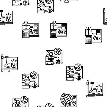 School Subjects Learn Vector Seamless Pattern 스톡 일러스트