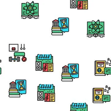 School Subjects Learn Vector Seamless Pattern 库存插图