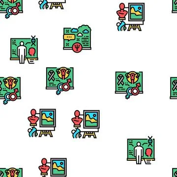 School Subjects Learn Vector Seamless Pattern Stock Illustration