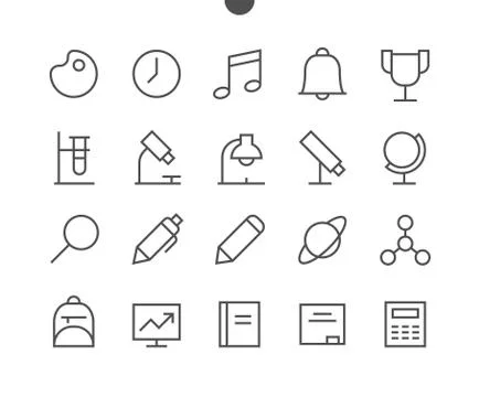 School Subjects Pixel Perfect Well-crafted Vector Thin Line Icons 48x48 Ready Illustrazione stock