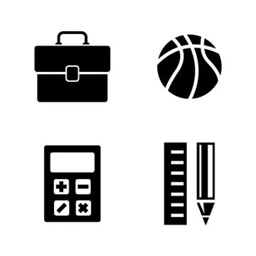School Subjects. Simple Related Vector Icons Stock Illustration