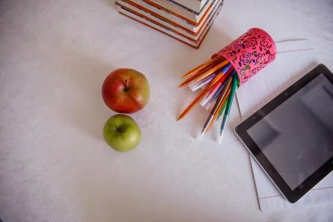 School subjects on the table. training. school. Stock Photos