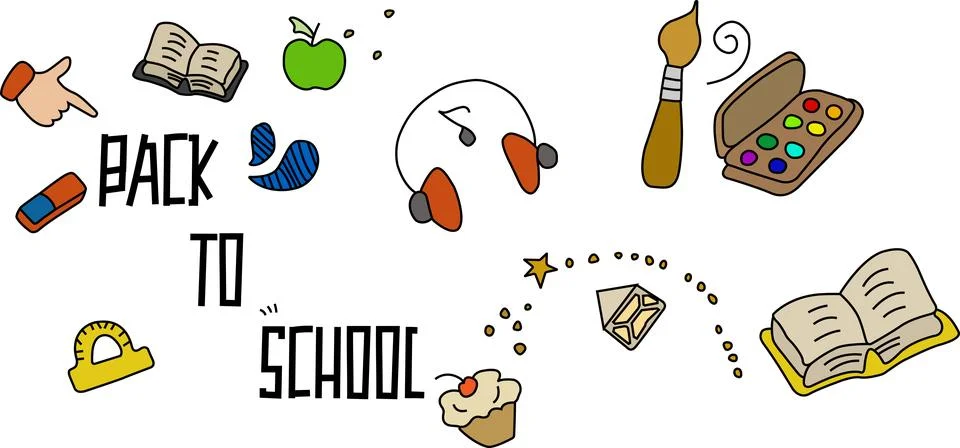 School subjects on a white background Stock Illustration