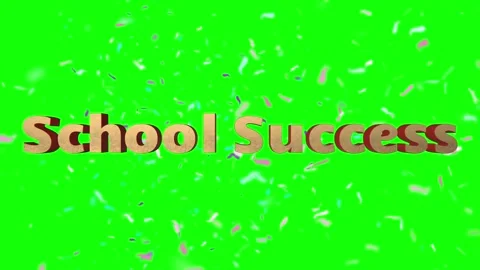 School success text with falling confetti. Academic achievement celebration on Stock Footage 340597602