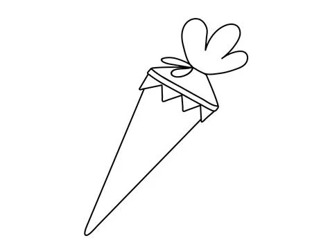 School sugar cone in simple line style.Vector illustration for color book Stock Illustration