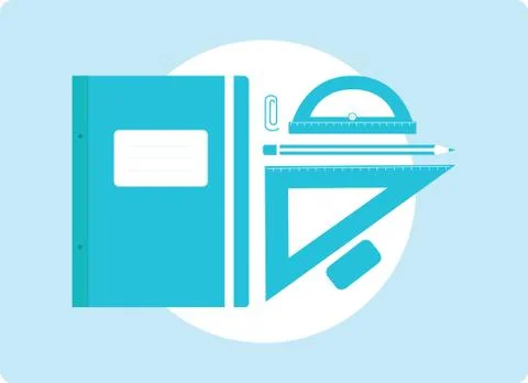 School supplies in blue Stock Illustration