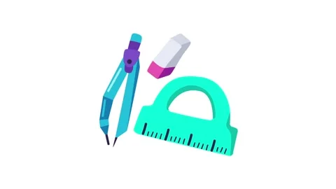 School Supplies Compass Eraser Ruler Set. Stock Footage 318345988