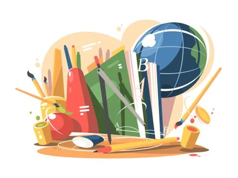 School supplies in a creative style Stock Illustration
