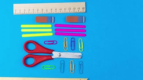 School supplies on desk. Stock Footage 195013858