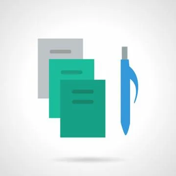 School supplies flat color vector icon. Copybooks Stock Illustration