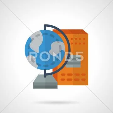 School supplies flat color vector icon. Geography Stock Illustration