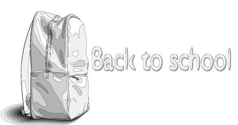 School supplies with a gray backpack on a white background, ideal for bright  Stockillustratie