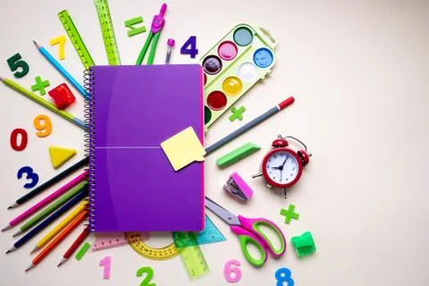 School supplies on light background. Back to school concept Stock-Fotos