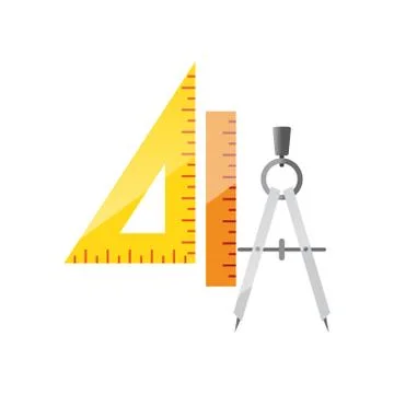 School supplies for math, drawing lesson icons Stock Illustration