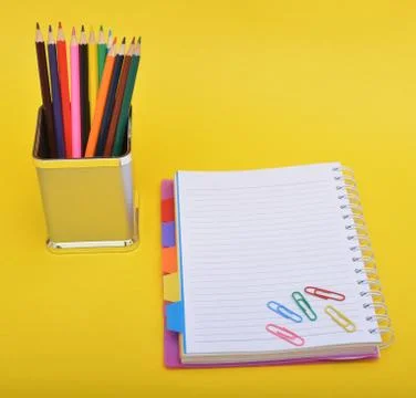 School supplies with notepad Stock Photos