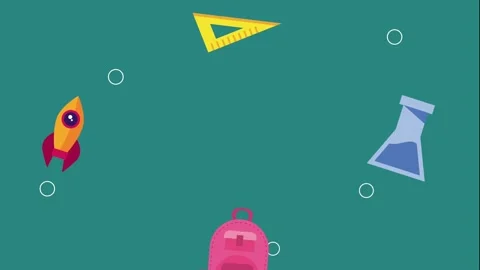 School supplies objects pattern animation Stock Footage 201900341
