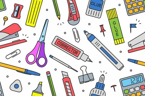 School supplies pattern Stock Illustration