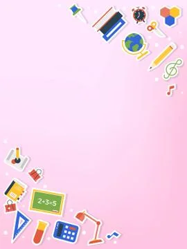 School supplies poster template, vector illustration Stock Illustration